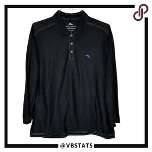 Tommy Bahama Charcoal Black 3/4 Sleeve Supima Shirt in Size Large